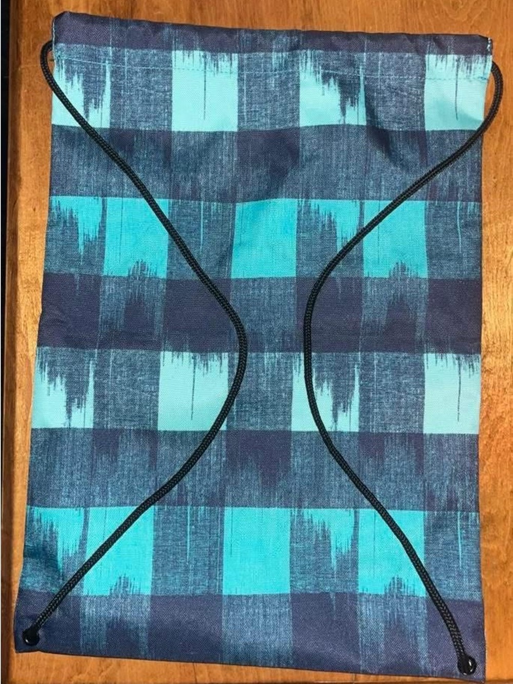 Columbia Teal & Navy Check Drawstring Pack - Picture 2 of 2